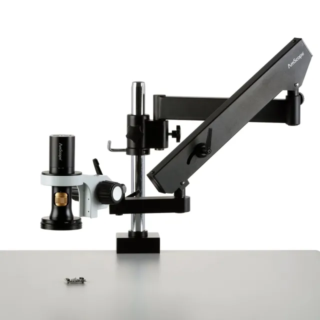 AmScope DM756H2-APC 1080p HDMI All-in-One Digital Microscope 0.7X-5.6X Magnification w/ Zoom Optics on Articulating Arm w/ Pillar