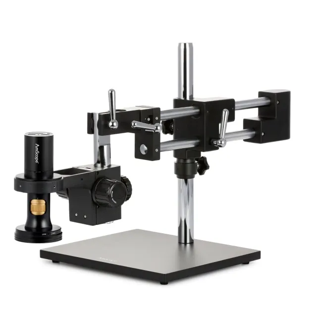 AmScope DM756H2-DAB 1080p HDMI All-in-One Digital Microscope 0.7X-5.6X Magnification w/ Zoom Optics on Double-Arm Boom-Stand