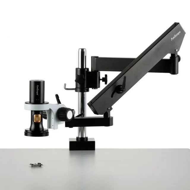 AmScope DM756U8A-APC DM756 Series 8.3MP USB All-in-One Digital Microscope 0.35X-5.6X Magnification w/ Zoom Optics on Articulating Arm w/ Pillar