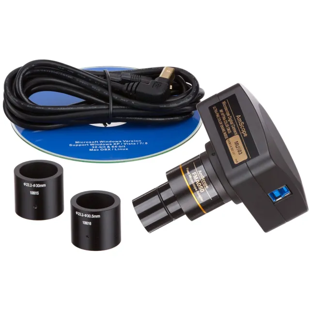 AmScope MU503 5MP USB 3.0 Color CMOS C-Mount Microscope Camera with Reduction Lens