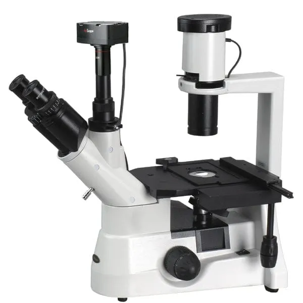 AmScope IN300TC-5MA IN300 Series Infinity-corrected Inverted Biological Trinocular Compound Microscope 40X-1000X Magnification with Phase-contrast and 5MP USB 2.0 Camera