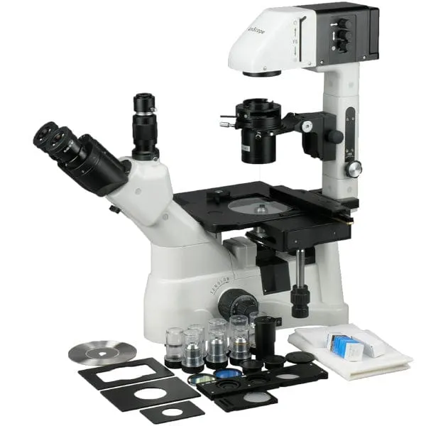 AmScope IN480TB Trinocular Biological Microscope with 1200X Magnification and 30W Kohler Incandescent Light Source