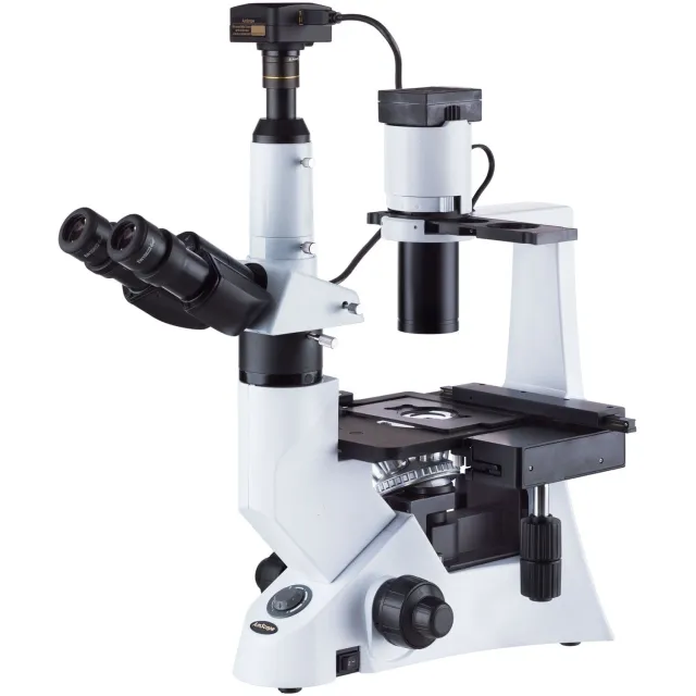 AmScope IN330TC-10M3 40X-1000X Trinocular Inverted Infinity-corrected Biological Microscope w/ Phase-contrast + 10MP USB 3.0 Camera