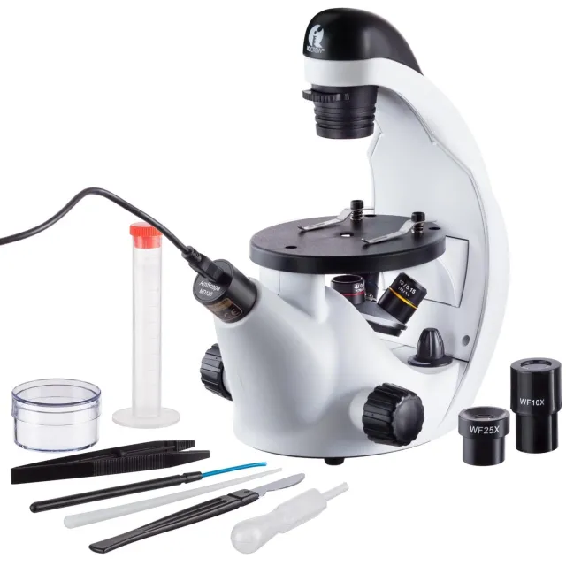 AmScope IN50C-PB10-E3 IQCrew by IN50 Science Discovery Series Inverted Compound Microscope 40X-500X Magnification w/ 3MP Digital Eyepiece Camera