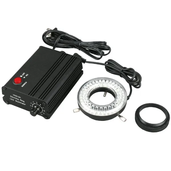 AmScope LED-80MB 80-LED Microscope Ring Light Black with Metal Body and Adapter