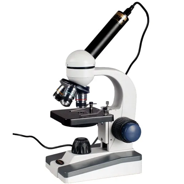 AmScope M150A-E M150 Series Monocular Portable Student Compound Microscope 40X-640X Magnification With LED + 1MP USB Eyepiece Camera