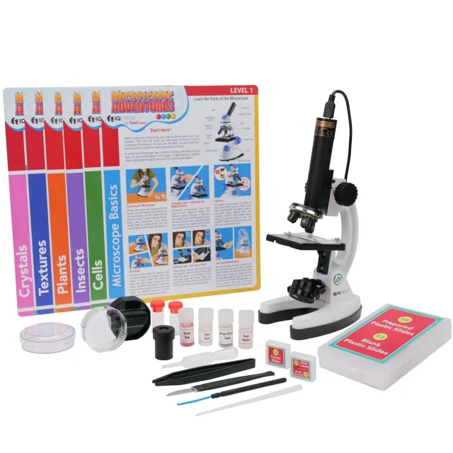 AmScope M40-EXCL1 IQCrew 85+ piece Kid's Premium Compound Microscope, Color Camera and Interactive Kid's Software Kit w/ Educational Experiment Cards