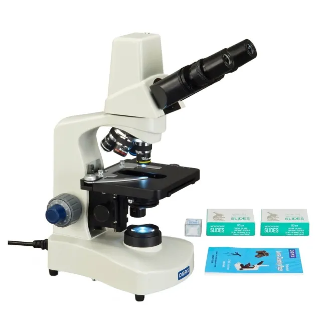 AmScope MD8211S30-SCP100 40X-2000X 3MP Digital Integrated Microscope w/ LED Illumination + Blank Slides, Tissues