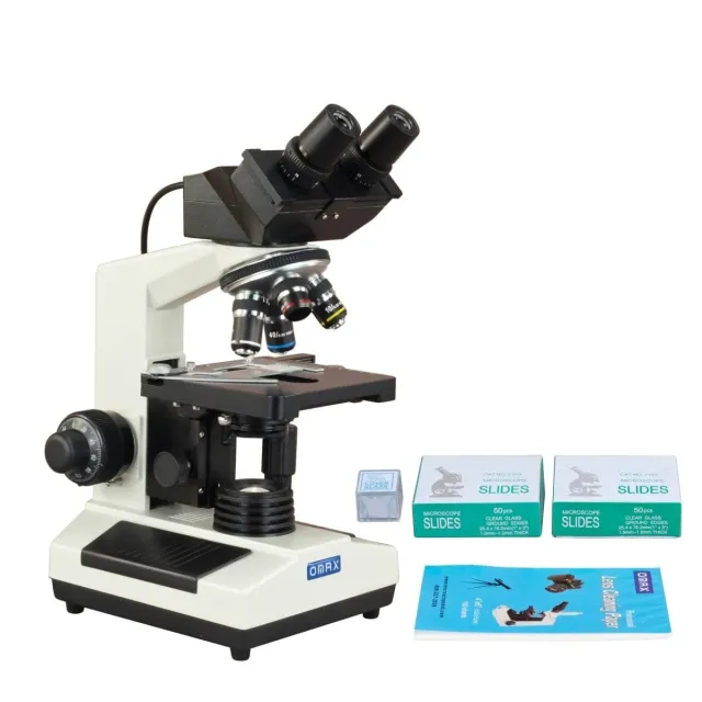 AmScope MD827S30-SC100-LP100 40X-2000X 3MP Digital Integrated Microscope w/ Halogen Illumination + Blank Slides, Tissues