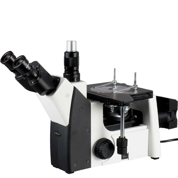 AmScope ME1200T-M Inverted Plan Optics Metallurgical Trinocular Compound Microscope 50X-500X Magnification w/ 1.3MP USB 2.0 C-mount Camera