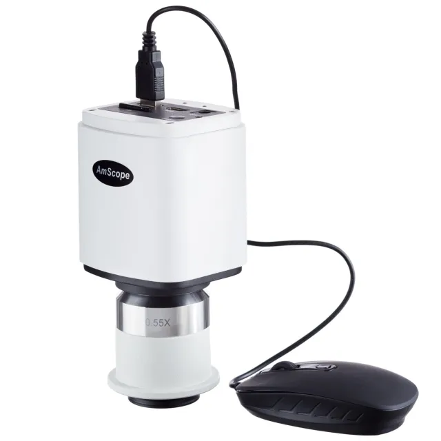 AmScope HD1080-NI05 1080p 60fps 2MP HDMI High-sensitivity Color CMOS C-mount Microscope Camera with 0.55X Adapter for Nikon Microscopes for Stand-alone and PC Imaging