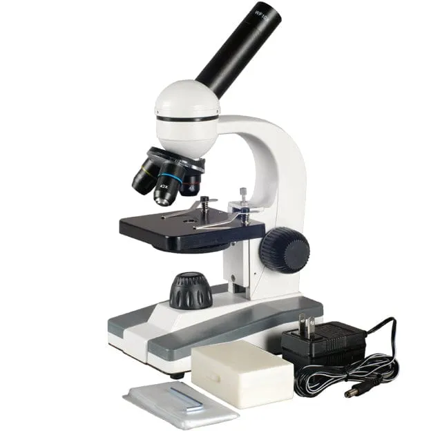 AmScope M148C-PB10 M148 Series Biological Science Student Monocular Compound Microscope 40X-1000X Magnification with 10pc Slide Collection
