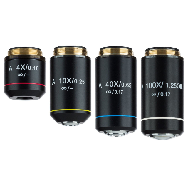 AmScope AX-INF-B Infinity Achromatic Microscope Objective Set with Bla