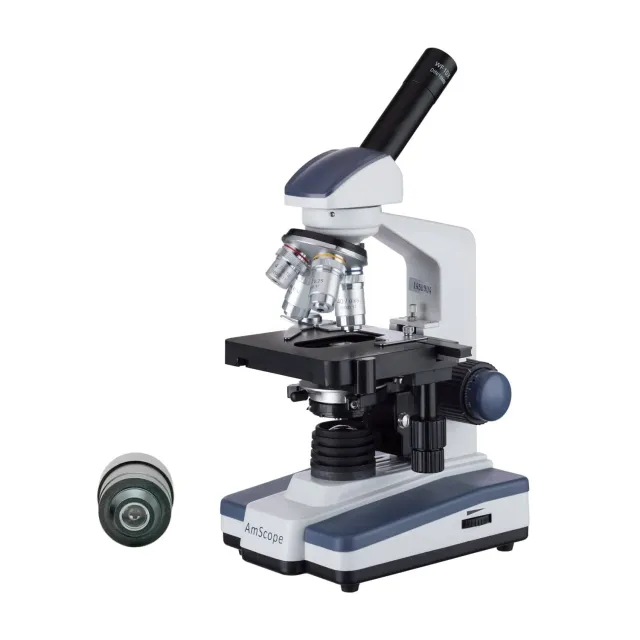 AmScope M620B-DK-E2 M620 Series Darkfield Monocular Compound Microscope 40X-2000X Magnification w/ LED, 2MP Camera and 3D Mechanical Stage