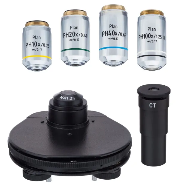 AmScope PCT670-INF Infinity-corrected Phase-Contrast Kit with Turret Condenser and Plan Objectives for 670 Series Microscopes