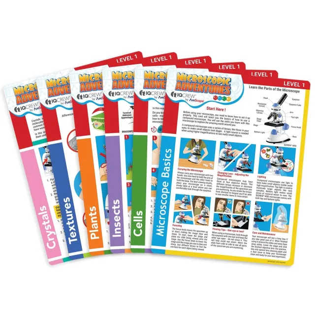 AmScope BK-EXCL1 Compound Microscope Experiment Cards for Kids Fun and Educational Microscope Experiments (Level 1)