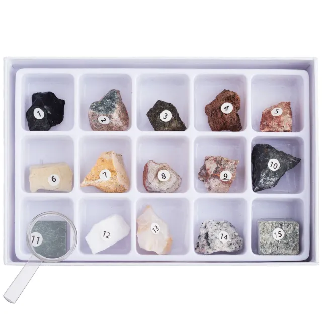 AmScope RK-15A 15 pc Rock Specimen Kit for Stereo Microscopes