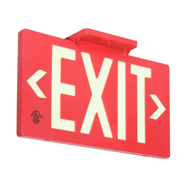 Brady 1149964 Glow in The Dark ""Exit"" Single Sided Sign Plastic White on Red 8.75"" x 15.5""