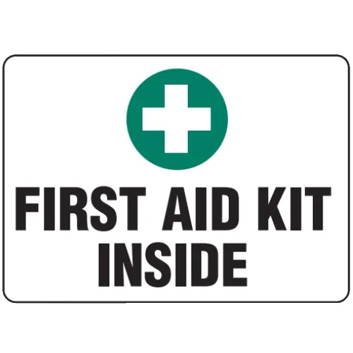 INCOM SA5050AL General Safety Sign ""First Aid Kit Inside"", 7"" x 10"", Aluminum with UV Lamination