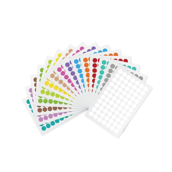 LabTAG LT-11A Lab-TAG Cryogenic Labels - Cryogenic Color Dots for 1.5 ml Microtube Tops 0.44"/ 11mm, 15 Assorted Colors