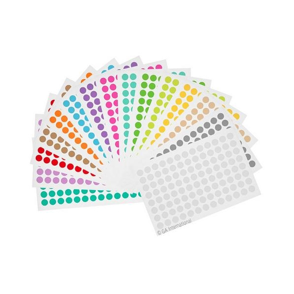 LabTAG LT-9A Lab-TAG Cryogenic Labels - Cryogenic Color Dots for 1.5 ml Microtube Tops 0.354"/ 9mm, 15 Assorted Colors