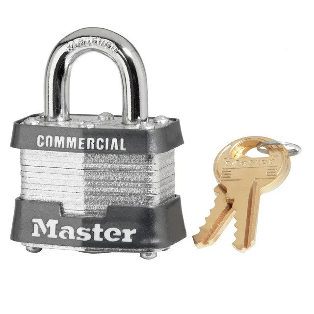 Master Lock 3KA 1-9/16"" Wide Laminated Steel Pin Tumbler Padlock, Keyed Alike