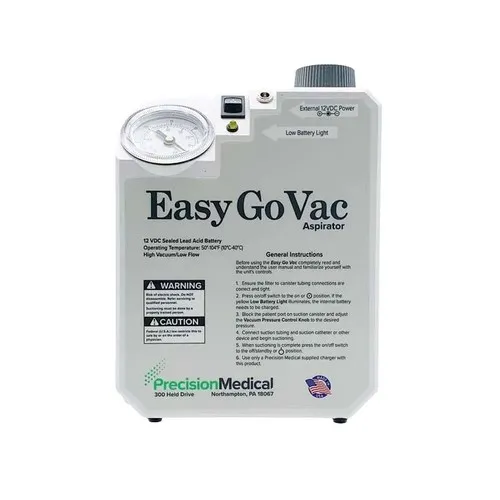 Precision Medical PM65 EasyGoVac Aspirator w/ Carry Bag, Charger & Canister