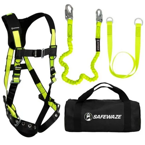 Safewaze FS140-S/M PRO Bag Kit: Full Body Harness FS185-S/M 6' Stretch Internal Energy Absorbing Lanyard FS590 Cross Arm Strap and Duffle Bag