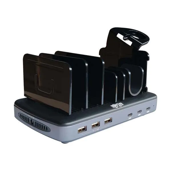 Tripp-Lite U280-006-C3A-ST 20W Multi-Device Charging Station 60W USB-C 2x 20W USB-C and 3x USB-A Ports for Smartphone Tablet and Apple Watch with Storage