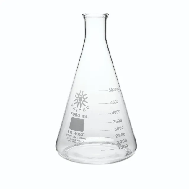 United Scientific Supplies FG4980-5000 Erlenmeyer Flask, Narrow Mouth, Borosilicate Glass, 5000ml