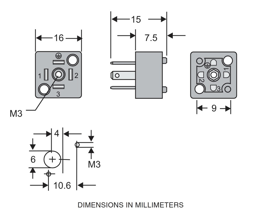Sub-Micro 9mm Male for Plate Mount