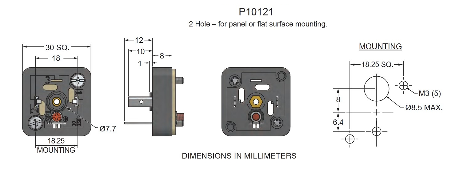 ISO Male for 2 Hole Plate Mounting