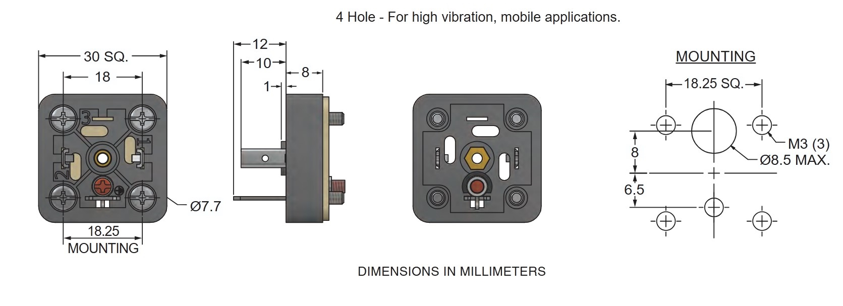 ISO Male for 4 Hole Plate Mounting