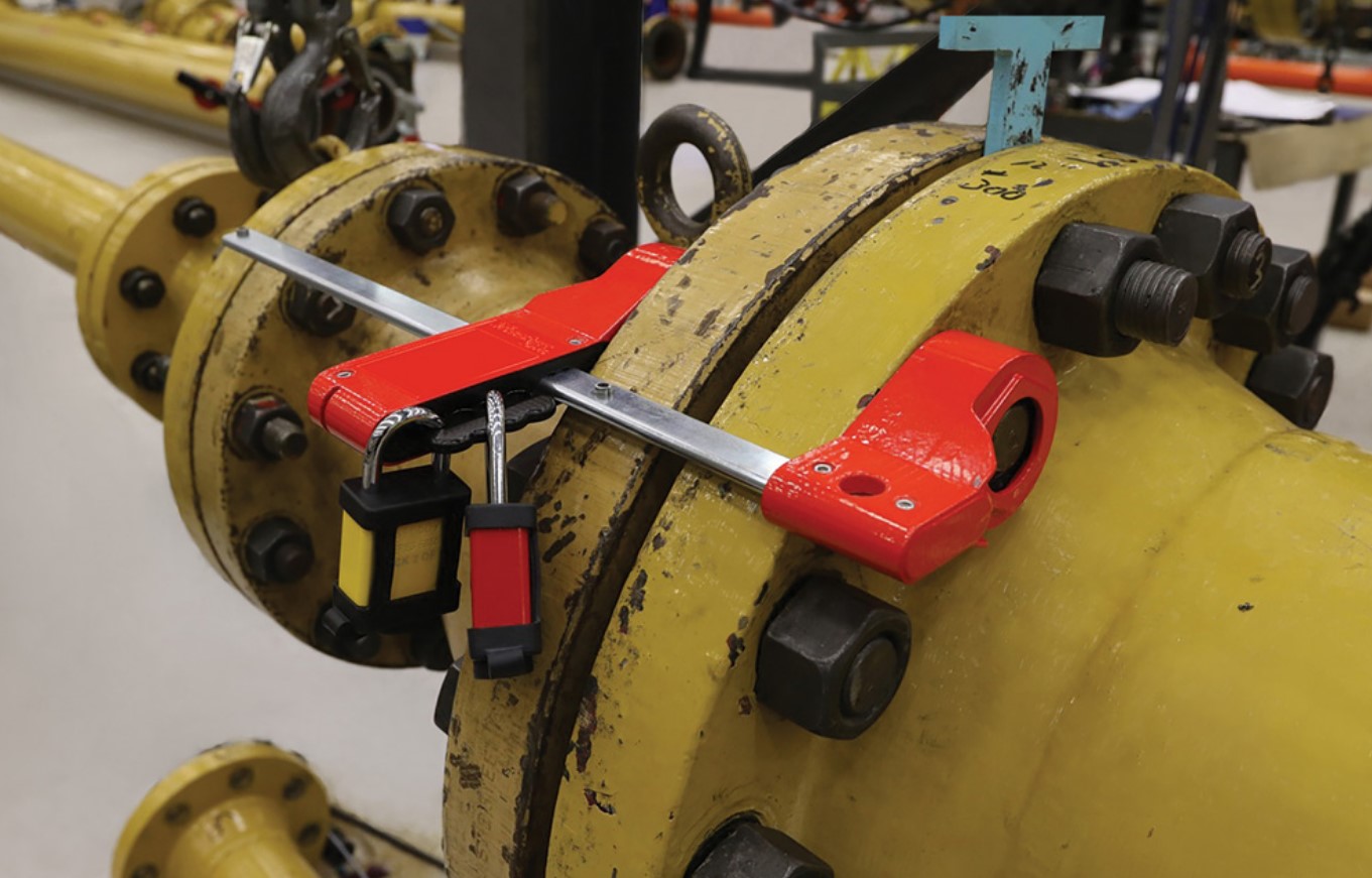 Blind Flange Lockout Device in Use