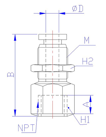 STC BC Bulkhead ConnectorDimension Diagram