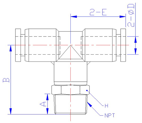 STC BT Branch Tee Dimension Diagram