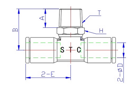 STC BTS Branch Tee Dimension Diagram