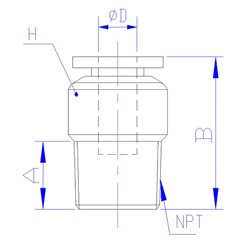 STC CC Male Connector Dimension Diagram