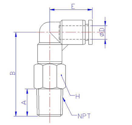 STC EE Extended Elbow Dimension Diagram