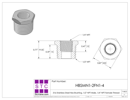 STC HBS Bushing Adapter Dimension Diagram