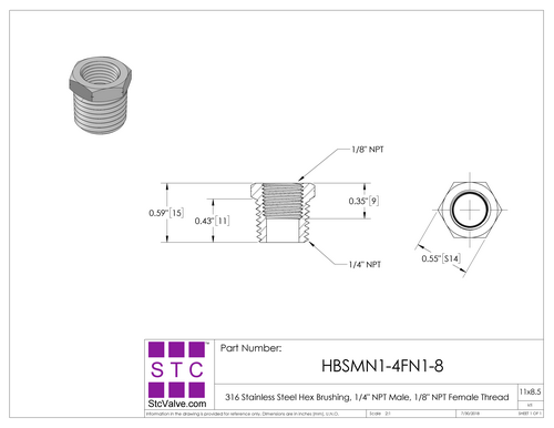 STC HBS Bushing Adapter Dimension Diagram