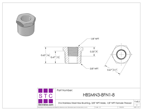 STC HBS Bushing Adapter Dimension Diagram