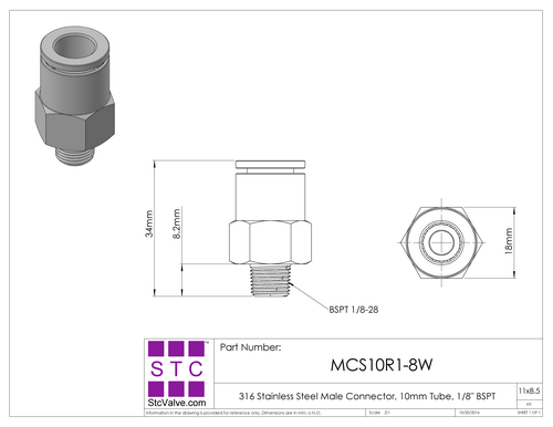 STC MCS Male Connector Dimension Diagram