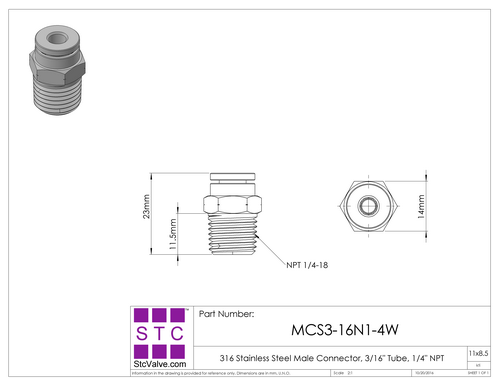 STC MCS Male Connector Dimension Diagram