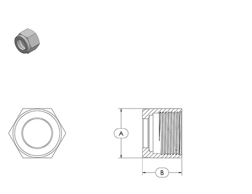 STC NTC Nut for Compression Dimension Diagram