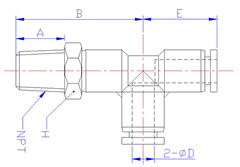 STC RT Run Tee Dimension Diagram