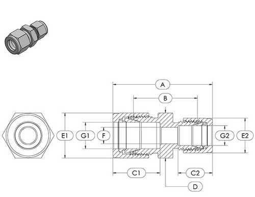 STC RUC Stem Reducer Compression Dimension Diagram