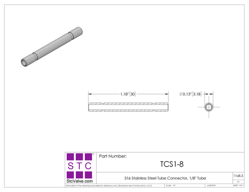 STC TCS Tube Connector Dimension Diagram