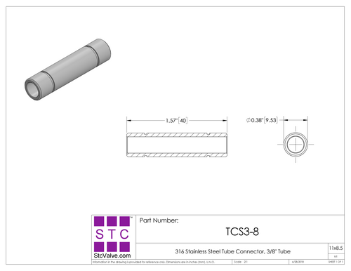 STC TCS Tube Connector Dimension Diagram
