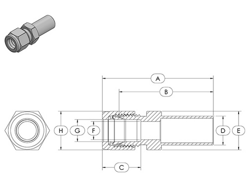 STC TRC Tube Stem Reducer Dimension Diagram